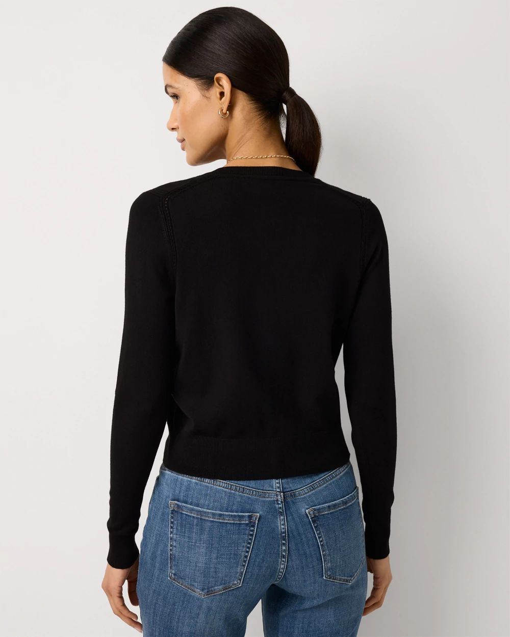 Crewneck Button-Front Cardigan | White House Black Market